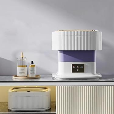 Imagem de Mini máquina de lavar portátil 16L - Lavadora compacta dobrável com desidratação para roupas de bebê, meias, roupas íntimas - ideal para apartamentos, dormitórios, acampamento e viagens (roxo)