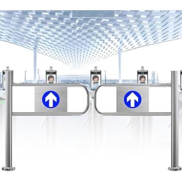 Imagem de Portão giratório de aço inoxidável para supermercados, porta de entrada unidirecional de 90°, barreira de controle de acesso para bibliotecas e bares panorâmicos, 160 x 100 cm