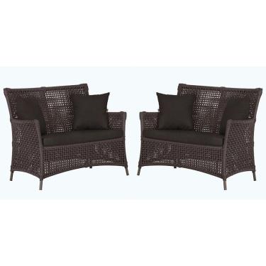 Imagem de 2 Sofás área Externa Igapó Alumínio Marrom Corda Náutica E9 Marrom