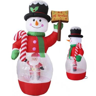 Imagem de Boneco Neve Natal Papai Noel Inflavel Luzes Decoraçao Natalina Festa Loja Shopping Evento Comercio Fim De Ano