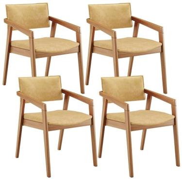 Imagem de Kit 04 Cadeiras Para Sala De Jantar Estar Living Giorgia L02 Couríssimo Casco Fendi - Lyam Decor