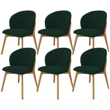 Imagem de Kit 06 Cadeiras De Jantar E Estar Living Estofada Mia L02 Suede Verde Musgo - Lyam Decor