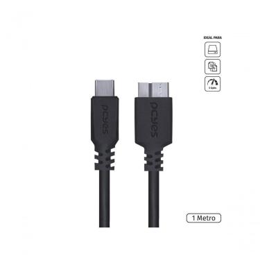 Imagem de Cabo Para Hd Externo Usb Tipo C Para Micro Usb B 3.0 1 Metro Preto - P3ucmbp-1