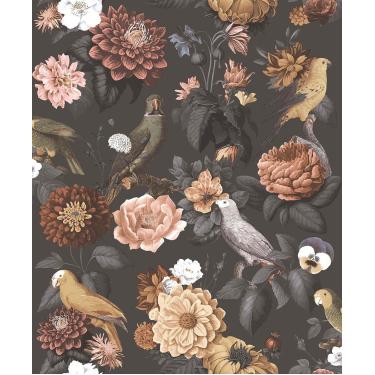 Imagem de Papel de Parede Botany House Floral Cinza Escuro 15549