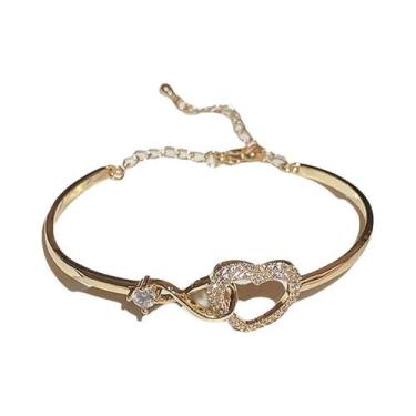 Imagem de Pulseira De Cobre Banhada a Ouro Com Zircônia Em Nó, Minimalista, Femi