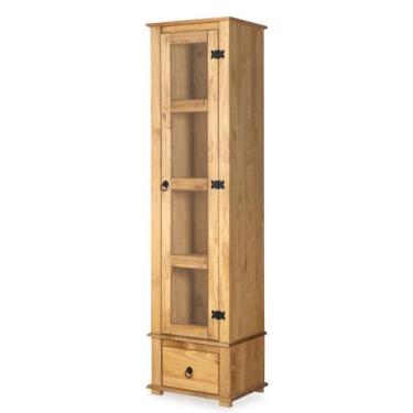 Imagem de Cristaleira em Madeira Maciça com 1 porta e 1 gaveta Marrom - Pense De