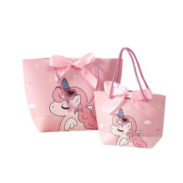 Imagem de Sacola de presente Unicorn Birthday Cardstock Handle Sacolas de festa 