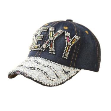 Imagem de Boné de beisebol jeans com strass com letras 'SEXY' para adultos - Yiw