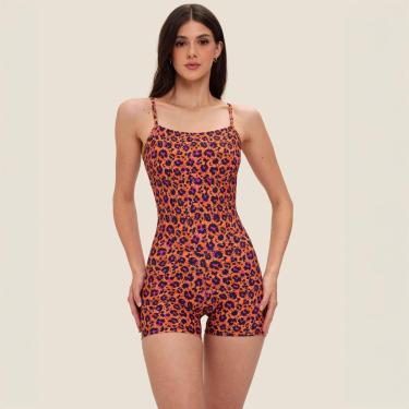 Imagem de Macaquinho Basics Estampa Onça Poliamida Com Bojo Donna Carioca-Feminino