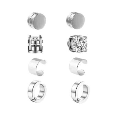 Imagem de Conjunto De Brincos Falsos De Zircônia Em Aço Inoxidável Para Homens, 