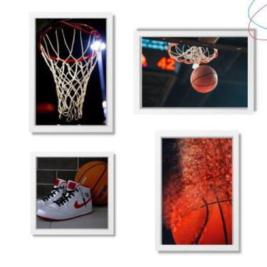 Imagem de Kit com 4 Quadros Decorativos Basquete loucos por basquete - Creative 