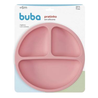 Imagem de Prato Infantil de Silicone com Ventosa Buba Rosa
