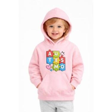Imagem de Moletom Infantil Autismo com Capuz Moleton Canguru Flanelado Conscientização TEA Inverno-Unissex