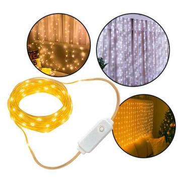 Imagem de Cortina LED Natal 3x2 240 Leds Branco Quente - Nilo-imports