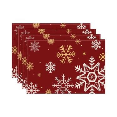 Imagem de Sousplat De Natal 12x18 Polegadas Com Estampa De Floco De Neve E Rena,