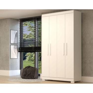 Imagem de Guarda Roupa Solteiro Lana 4 Portas de Bater 2 Gavetas MDF Branco ACP Móveis