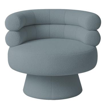 Imagem de Poltrona Orgânica Mabel Base Fixa Bouclé Azul Claro - Nexta Casa