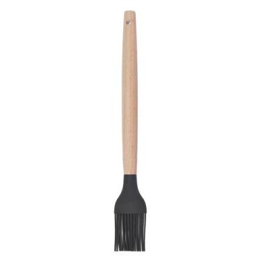 Imagem de Pincel de Silicone Preto Cabo Bambu Confeitaria Cheff - UNIVENDAS
