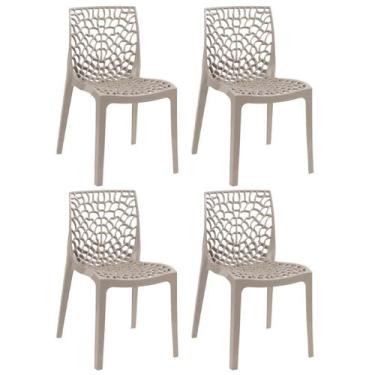 Imagem de Kit 4 Cadeiras Laráz Gruvyer Design Anatômico - Nude - Laraz