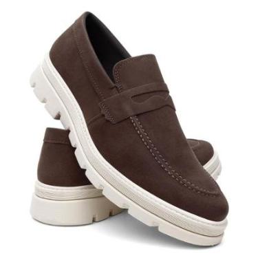 Imagem de Sapato Social Mocassim Oxford Camurça Masculino Sola Tratorada Leve Macio-Masculino
