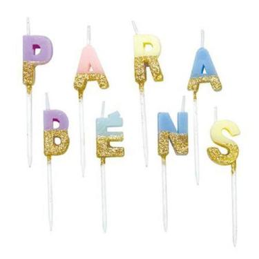 Imagem de Vela De Aniversário Parabéns Letras Vela De Bolo De Festas - ISAMAR
