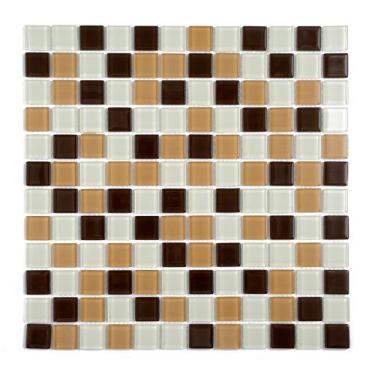 Imagem de Placa Pastilha Vidro Parede 30cm X 30cm Branco/Bege/Marrom - DOCELAR