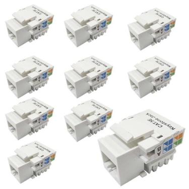 Imagem de Kit 10 Conector Rede Keystone Fêmea Rj 45 Cat.5e Branco - SECLAN