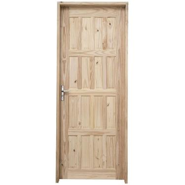 Imagem de Kit Porta de Madeira Pinus Grantok M09 Externa, Abertura à Esquerda 213x96 cm
