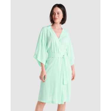 Imagem de Roupão Feminino Jacquard Felpudo Verde Lohe, Verde, XG