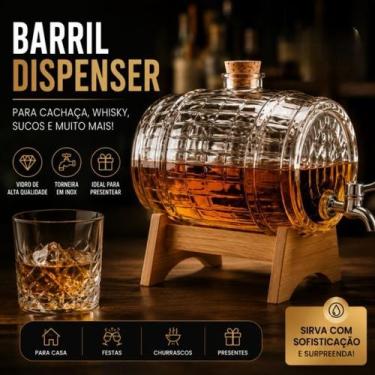 Imagem de Barril De Vidro Gourmet Com Torneira Suqueira Dispenser Whisky Cachaça