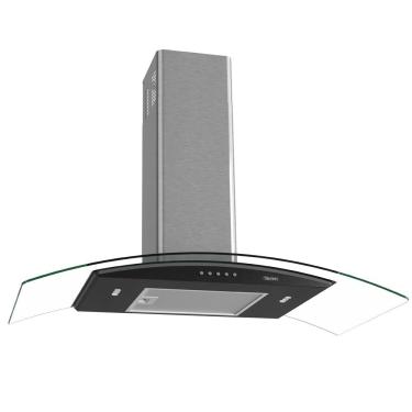Imagem de Coifa de Parede Terim Clean Vidro Curvo Black Kroma 90cm Inox com Kromanox LED Preto 110V