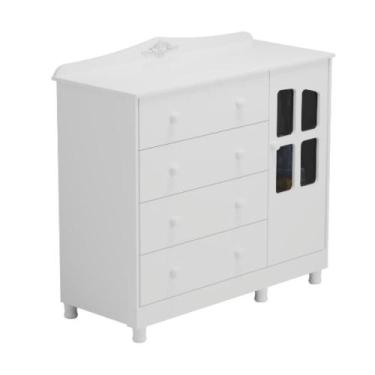 Imagem de Cômoda Infantil Elô Peroba Branco em 100% MDF 1 Porta Vidro, U, BRANCO