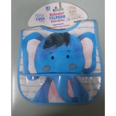 Imagem de Babador estampado Elefante Impermeável Felpudo Com Bolso Cata Migalha.