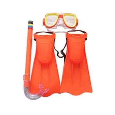 Imagem de Kit Mergulho Infantil Pé De Pato E Acessórios Laranja 3+ DMT - DMTOYS