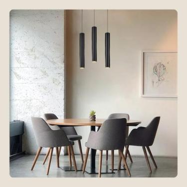 Imagem de Luminaria Tubo Led Teto Balcao Mesa Pendente Bivolt Cabo Preto - Iluna