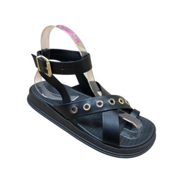 Imagem de Sandalia Moleca Feminina Papete Dedo FlatForm Confortável, Preto, 38
