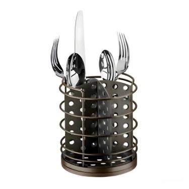 Imagem de Escorredor Porta Talheres Utensílios De Cozinha Organizador Cor Café -