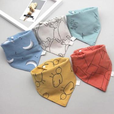 Imagem de babador de algodão, babador bandana, kit babadores, blw, alimentação, 