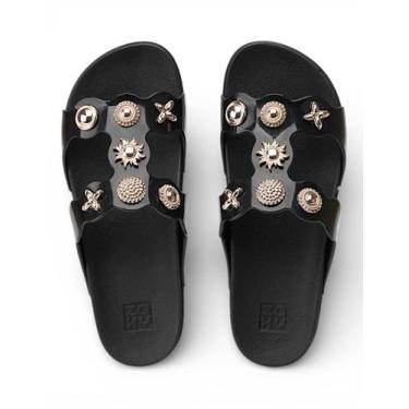 Imagem de Chinelo Feminino Grendene Zaxy Charms Confortável 19429, Preto, Ouro, 