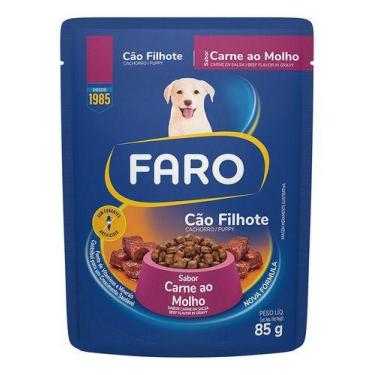 Imagem de Ração Úmida Faro Para Cães Filhotes Sabor Carne Sachê 85g