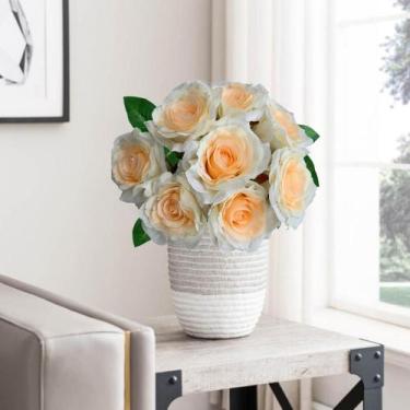 Imagem de Kit 8 Rosas Artificiais em tecido lindas cores Flores Artificiais para