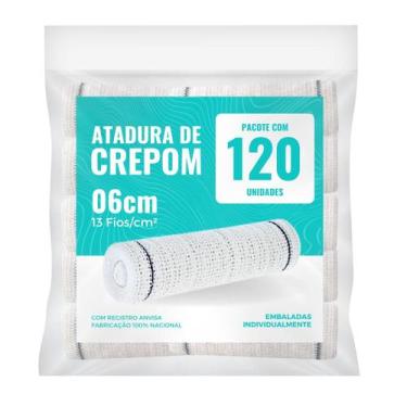 Imagem de Atadura Crepom Faixa Bandagem Elástica 06cm Kit 120 Unidades - TEXMED