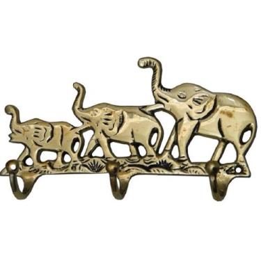 Imagem de Porta Chaves Cabide Elefantes Em Bronze Decorações Africa - Wilmil