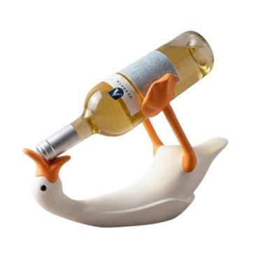 Imagem de Suporte de Ganso para Garrafa de Vinho  Decoração Criativa e Elegante 