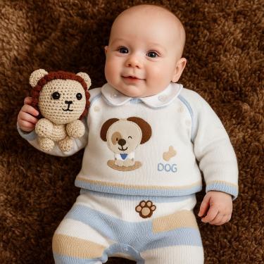 Imagem de Amigurumi Bolinha Leão de Crochê Artesanal para Quarto Infantil Bebê Bege