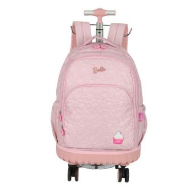 Imagem de Mochila Com 4 Rodinhas Grande Bolsa Escolar Menina Barbie - Luxcel