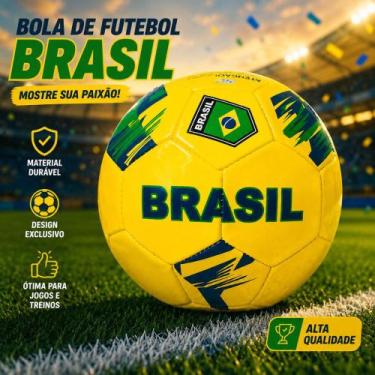 Imagem de Bola de Futebol Brasil Nº 5 Amarela Costurada Treino Campo Quadra Recr