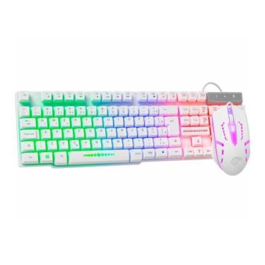 Imagem de Kit Gamer K-Mex KMW52 + MOA8 Teclado e Mouse LED Anti-Ghosting Branco