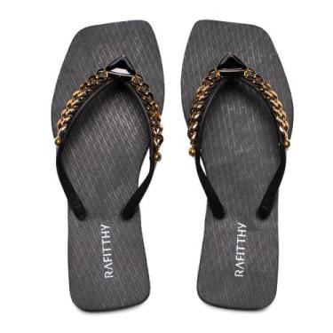 Imagem de Chinelo Feminino Rafitthy Charm Preto/Dourado, Preto, Dourado, 38