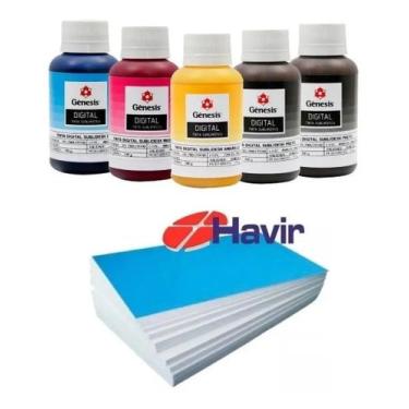 Imagem de Kit 05 Tintas Genesis Sublimaçao E 500 Fls Papel Havir 90grs - Genesis